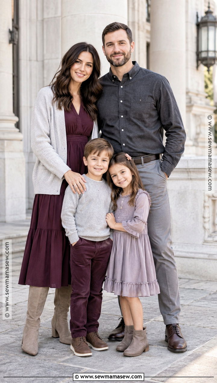 Plum and Gray Family Picture Outfit - 15 family picture outfits september