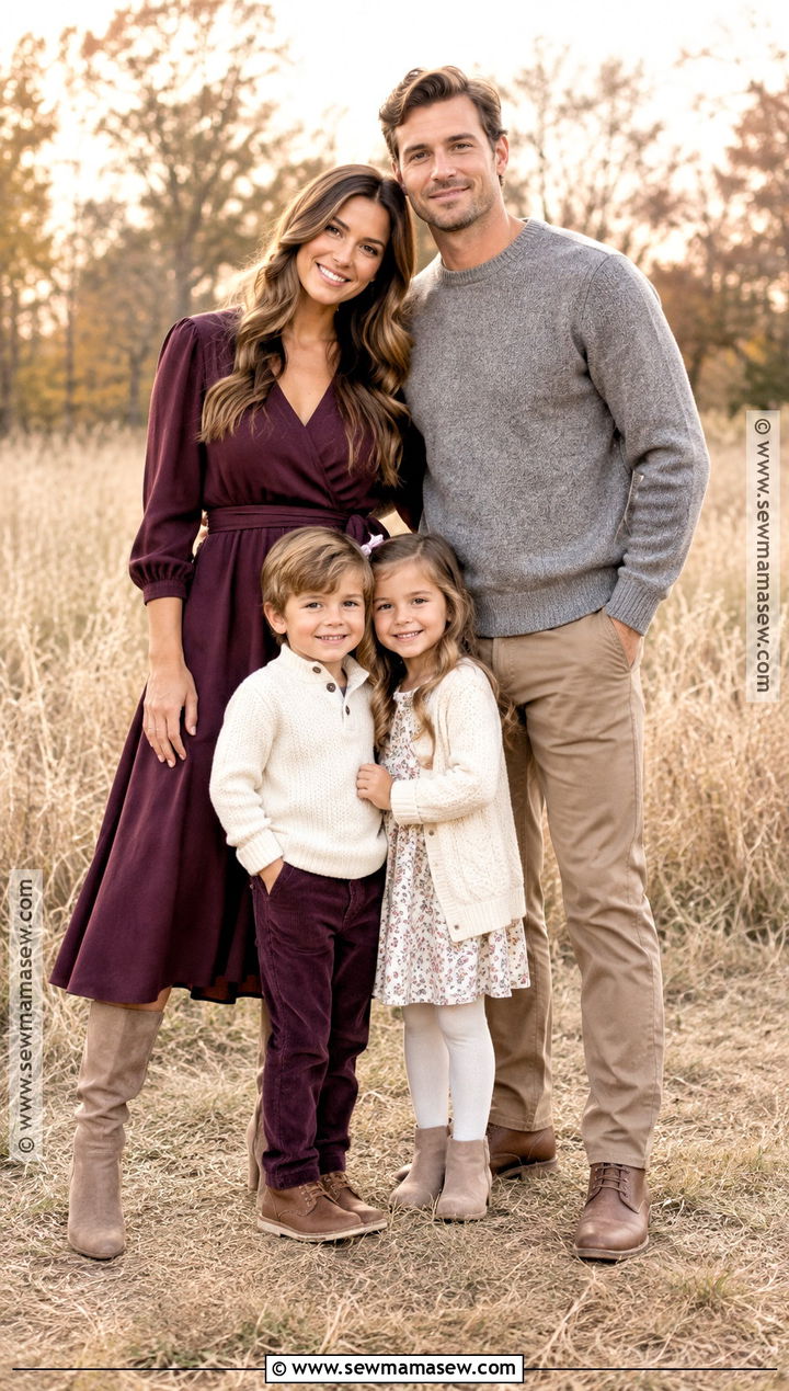 Plum and Taupe Fall Family Outfit - 15 fall outfits for family pictures outside