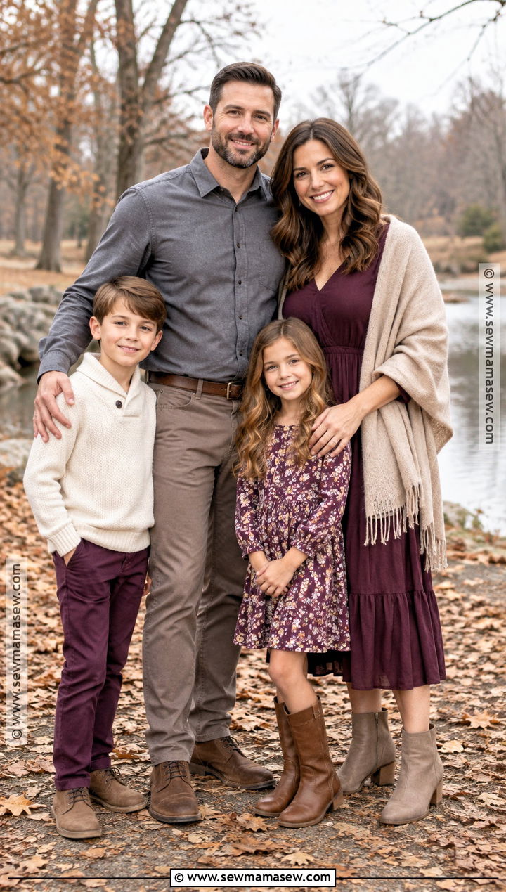 Plum and Taupe Fall Family Picture Outfits - 15 fall theme family picture outfits