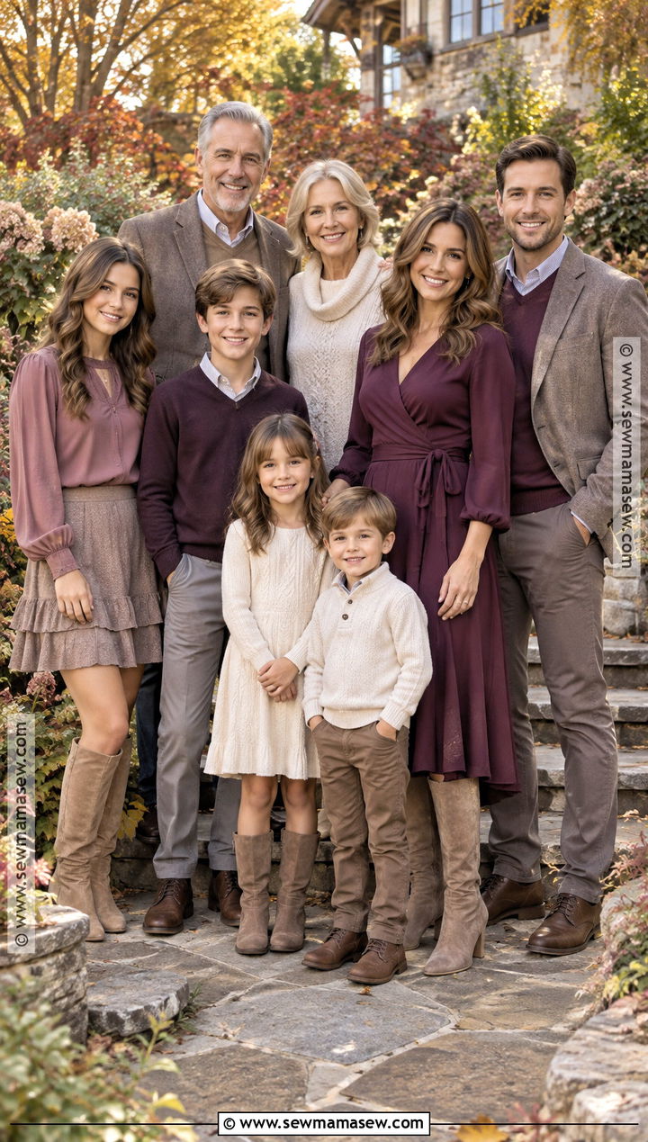 Plum and Taupe Large Family Fall Picture Outfits - 15 large family picture outfits for fall