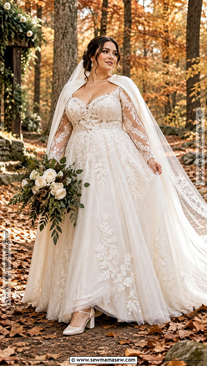 Plus Size A Line Fall Forest Wedding Dress - 15 fall forest wedding dress ideas