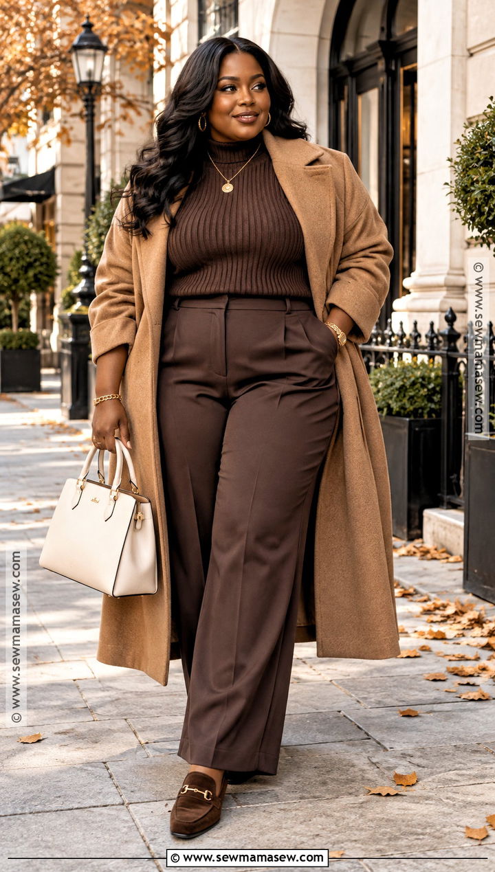 Plus Size Autumn Chocolate Brown Outfit - 15 Autumn Style Ideas for Plus Size
