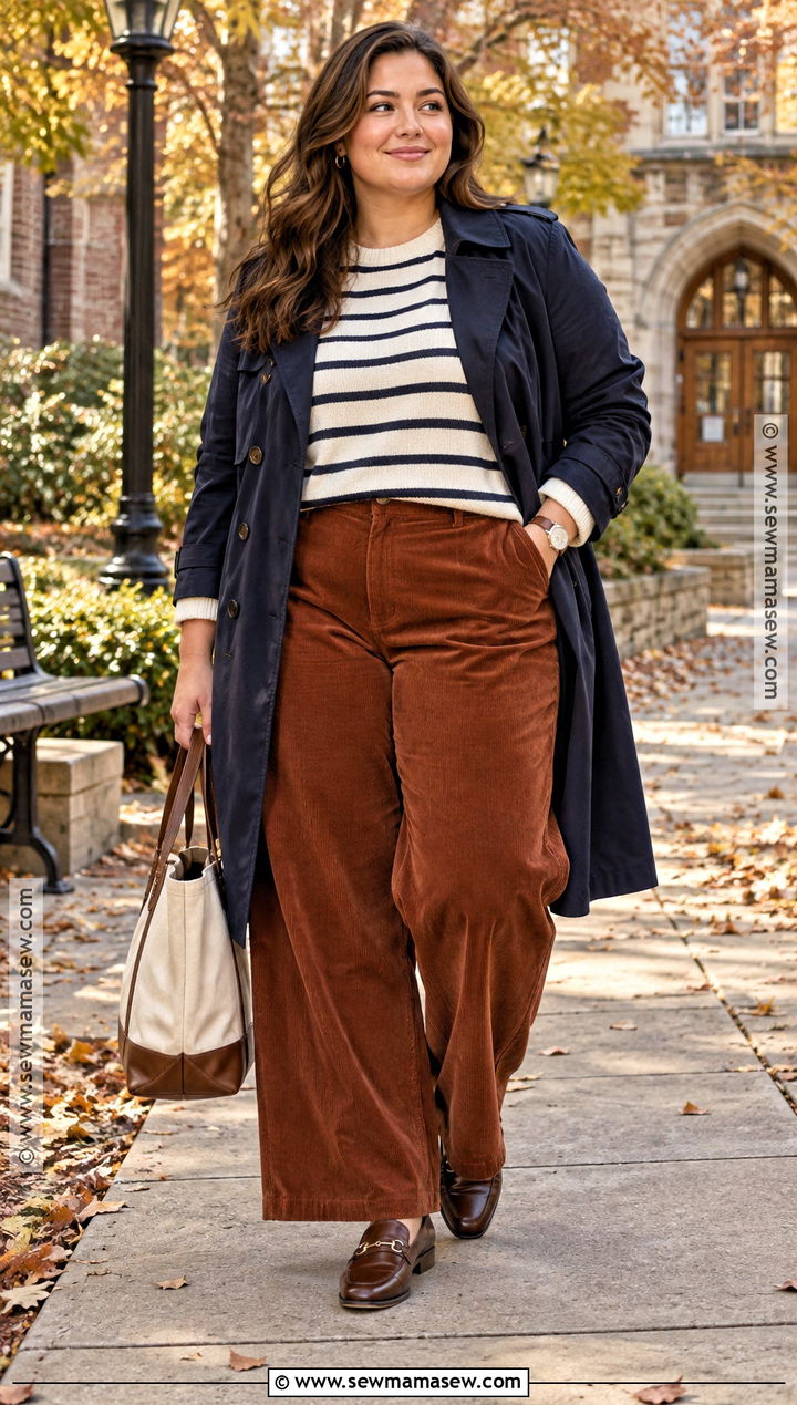 Plus Size Autumn Corduroy Pants And Knit Outfit - 15 Autumn Style Ideas for Plus Size