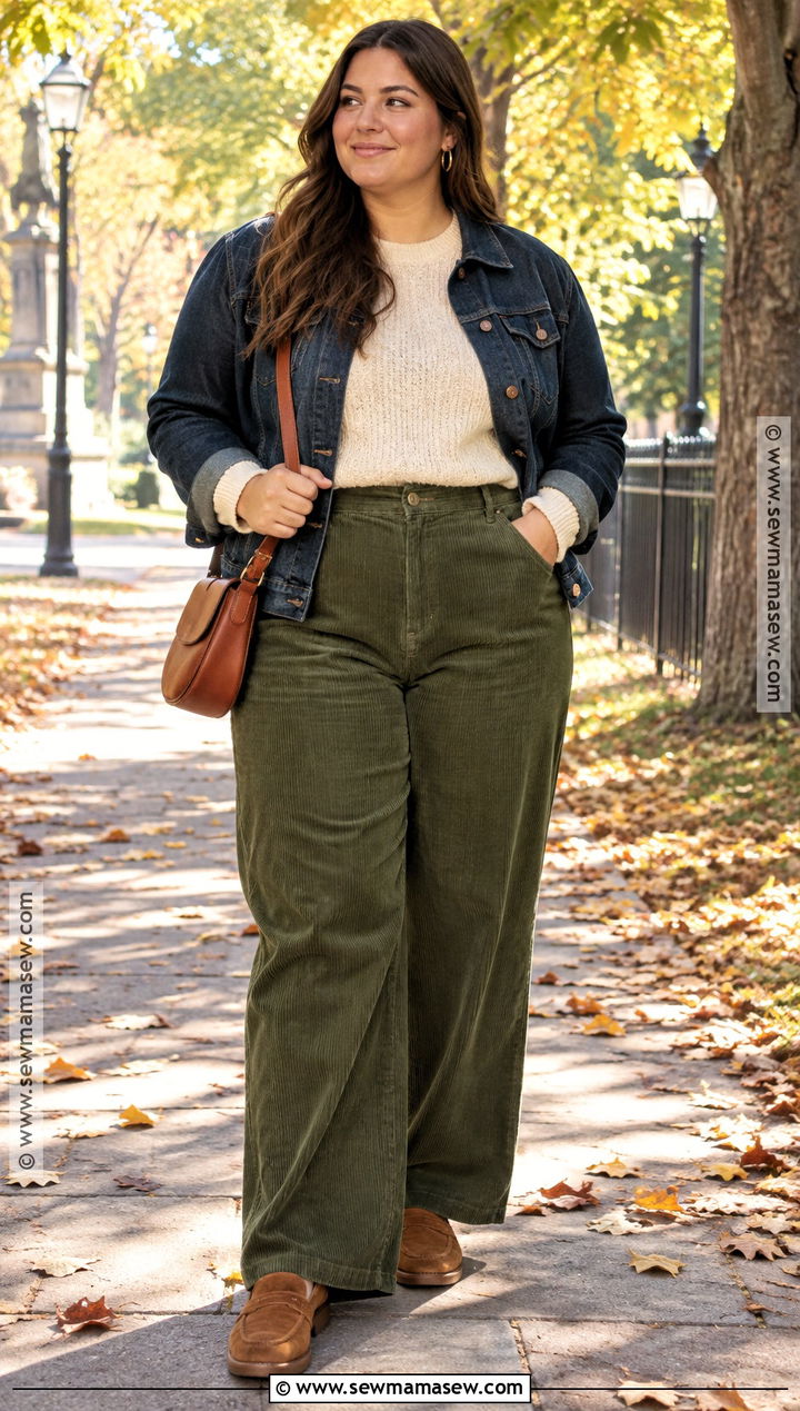 Plus Size Autumn Corduroy Pants Outfit - 25 autumn plus size outfits
