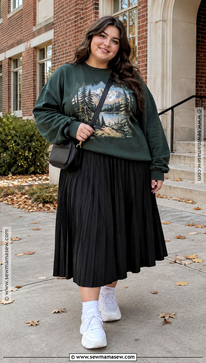 Plus Size Autumn Graphic Sweatshirt Outfit - 25 autumn plus size outfits