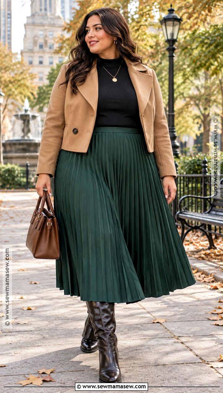Plus Size Autumn Midi Skirt Outfit - 25 autumn plus size outfits