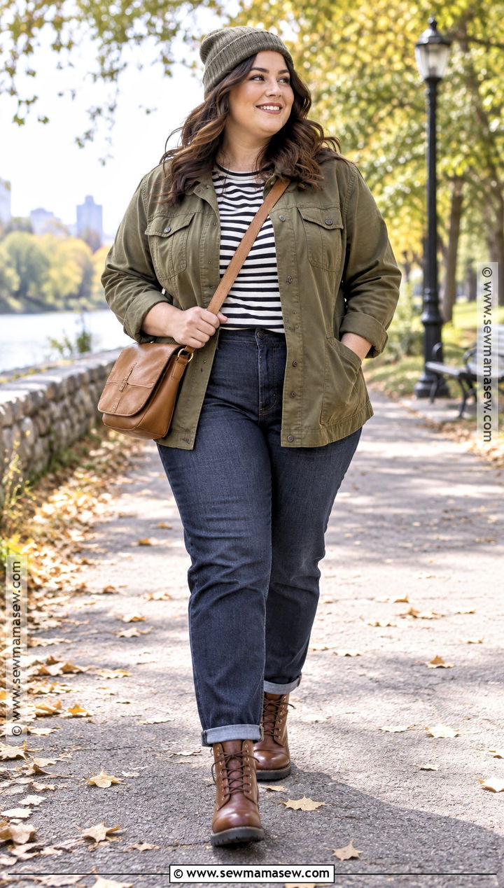Plus Size Autumn Utility Jacket Outfit - 25 autumn plus size outfits