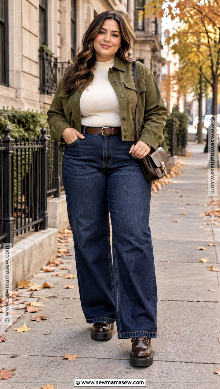 Plus Size Autumn Wide Leg Jeans Outfit - 25 autumn plus size outfits