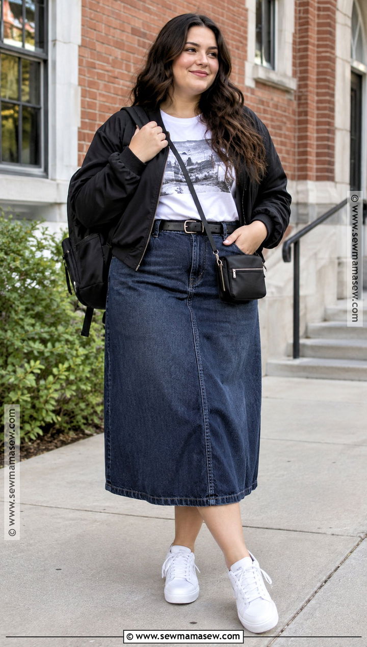 Plus Size Back To School Denim Skirt Outfit - 15 plus size outfits back to school