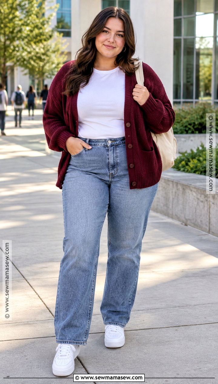 Plus Size Back To School Jeans And Cardigan Outfit - 15 plus size outfits back to school