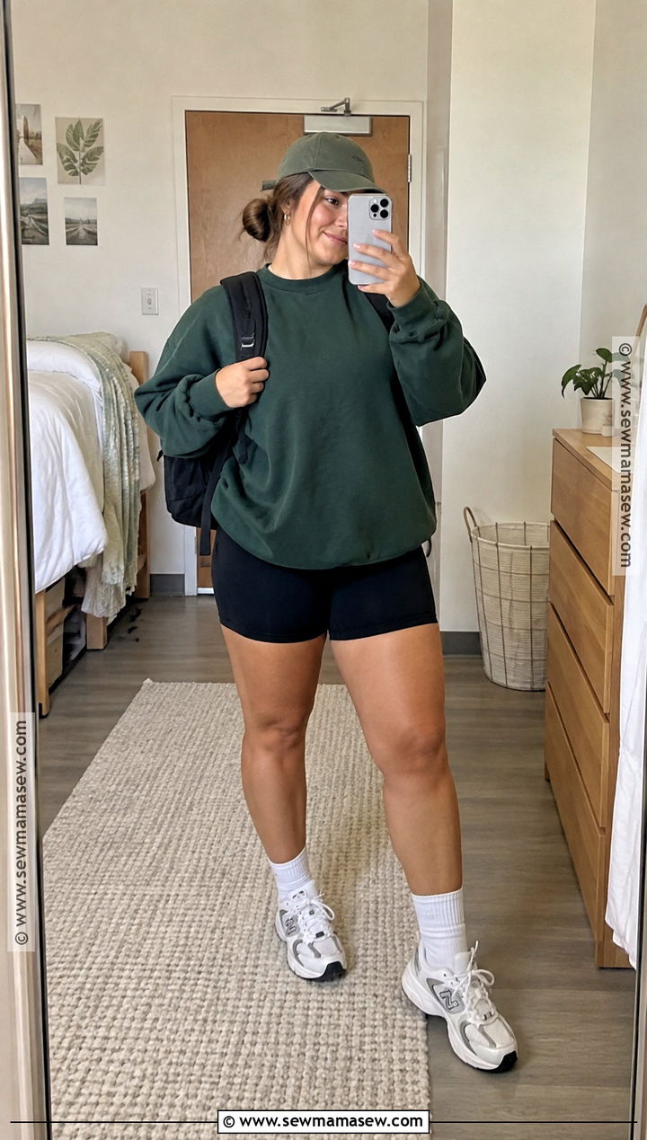 Plus Size Back To School Sweatshirt And Biker Shorts Outfit - 15 plus size outfits back to school