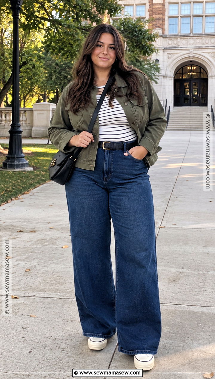 Plus Size Back To School Wide Leg Jeans Outfit - 15 plus size outfits back to school