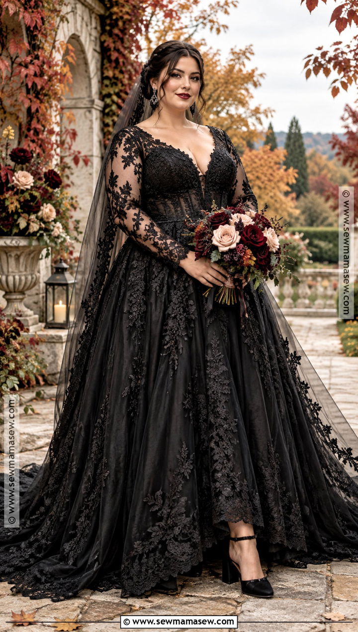 Plus Size Black A Line Gothic Wedding Dress - 15 Gothic Fall Wedding Dress Ideas