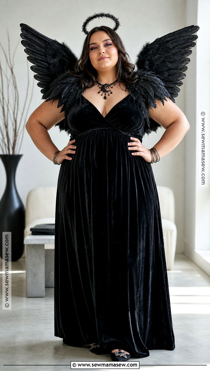 Plus Size Black Angel Costume With Empire Waist Gown - 40 black angel costume ideas