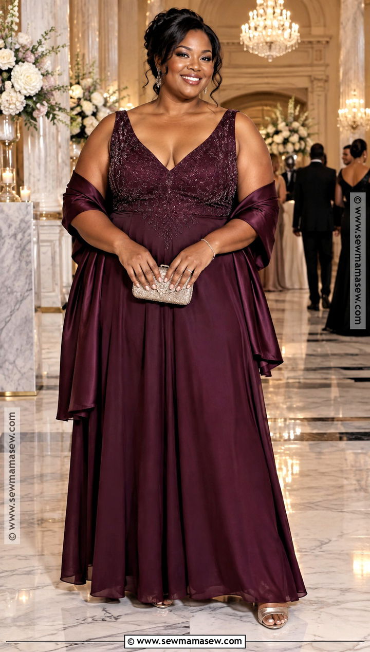 Plus Size Black Tie Embellished Gown Outfit - 15 september wedding guest dress ideas for plus size