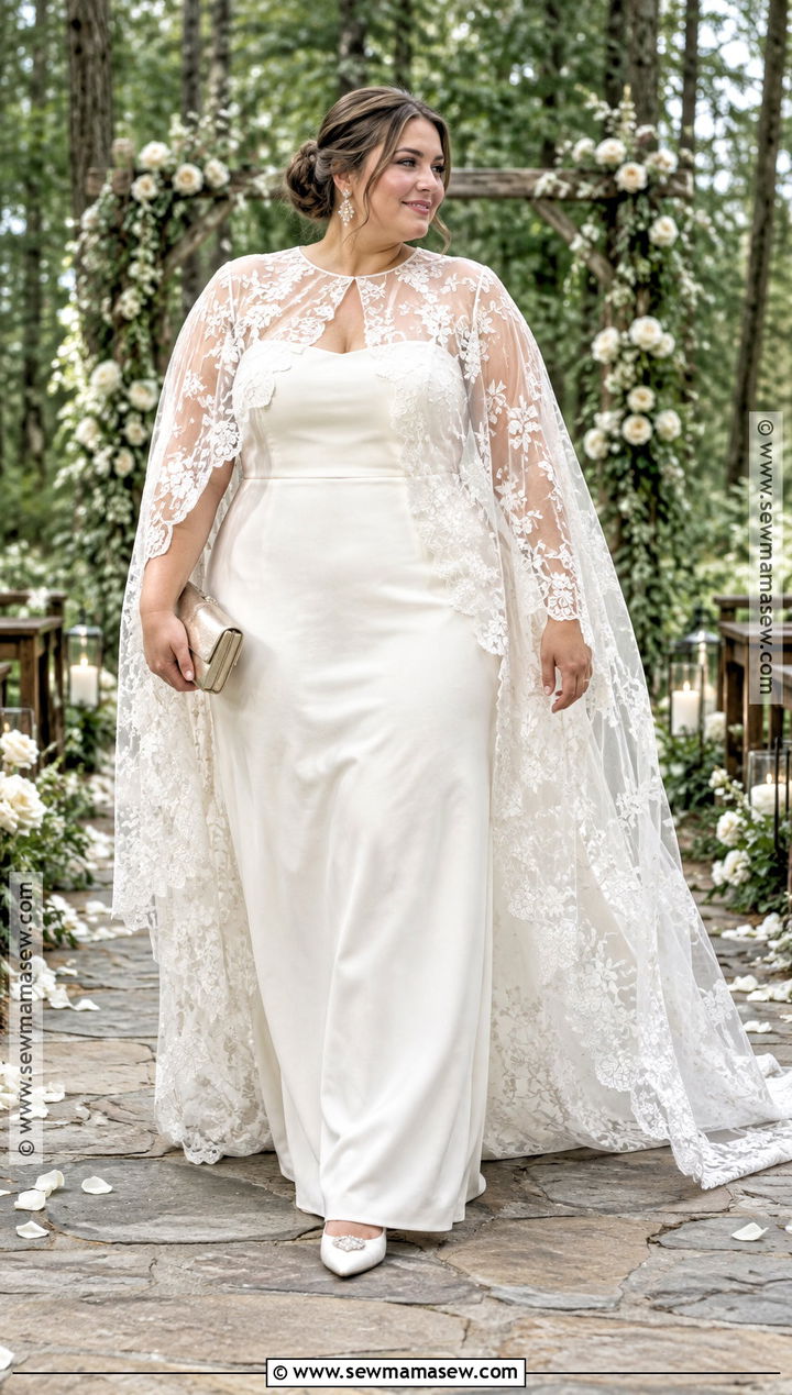 Plus Size Bohemian Wedding Dress With Cape - 15 Fall Wedding Dress Plus Size Bohemian Ideas