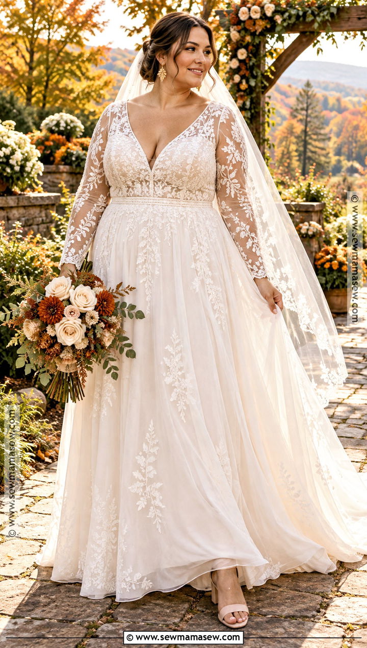 Plus Size Boho Wedding Dress - 20 boho fall wedding dress ideas