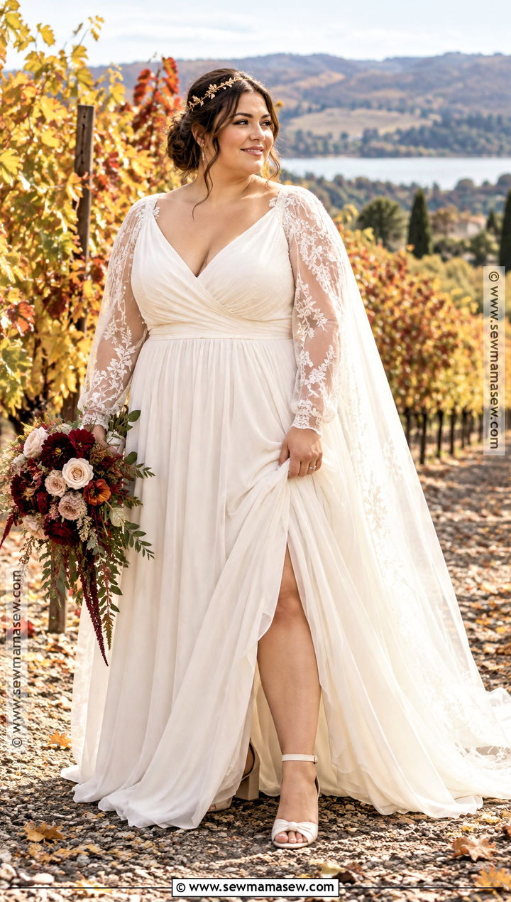 Plus Size Boho Wedding Dress With A Wrap Bodice - 15 boho wedding dress fall ideas