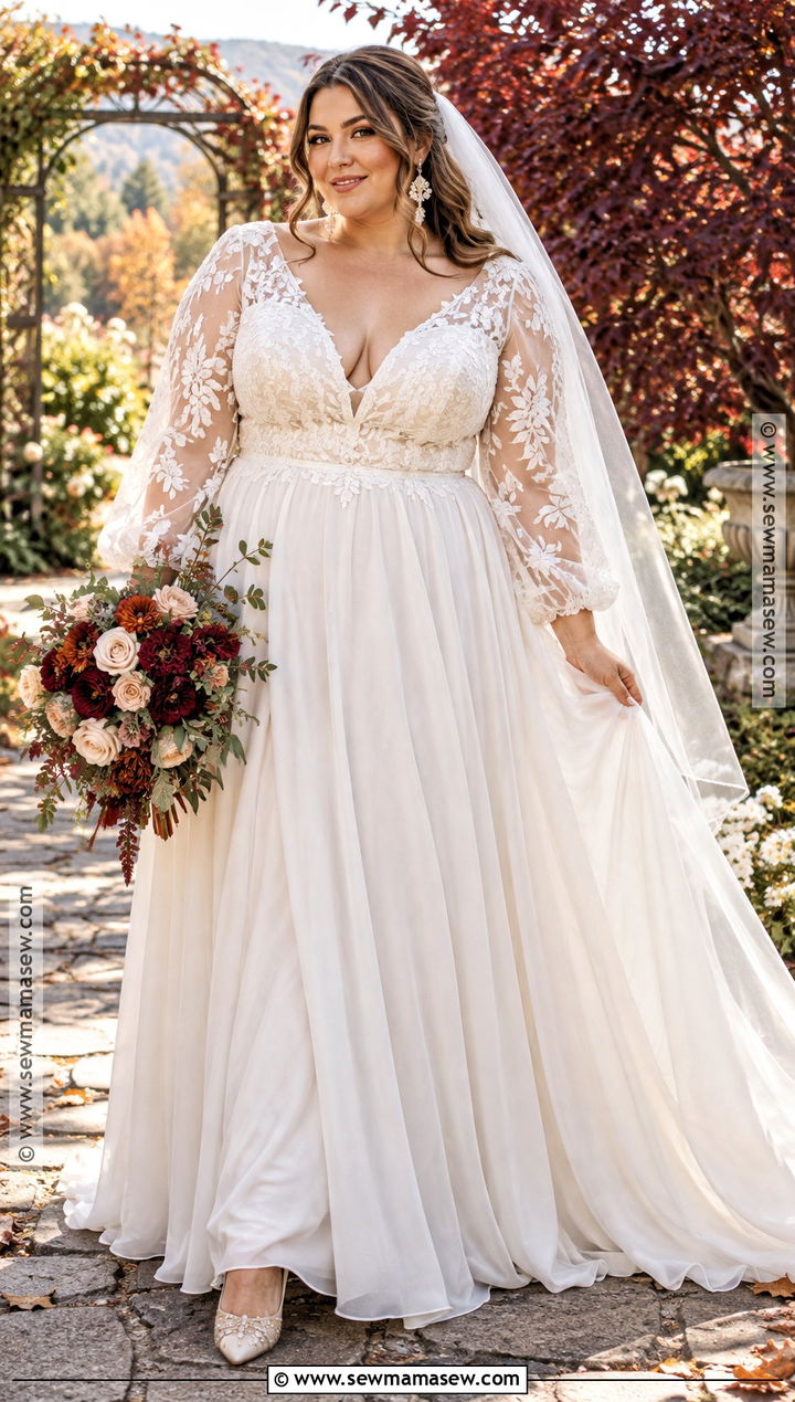 Plus Size Boho Wedding Dress - 15 fall boho wedding dress ideas