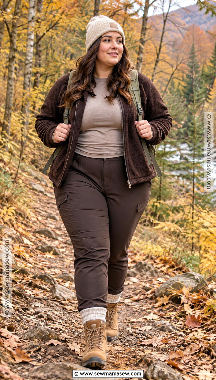 Plus Size Brown Fall Hiking Outfit - 15 fall hiking outfits for women for plus size