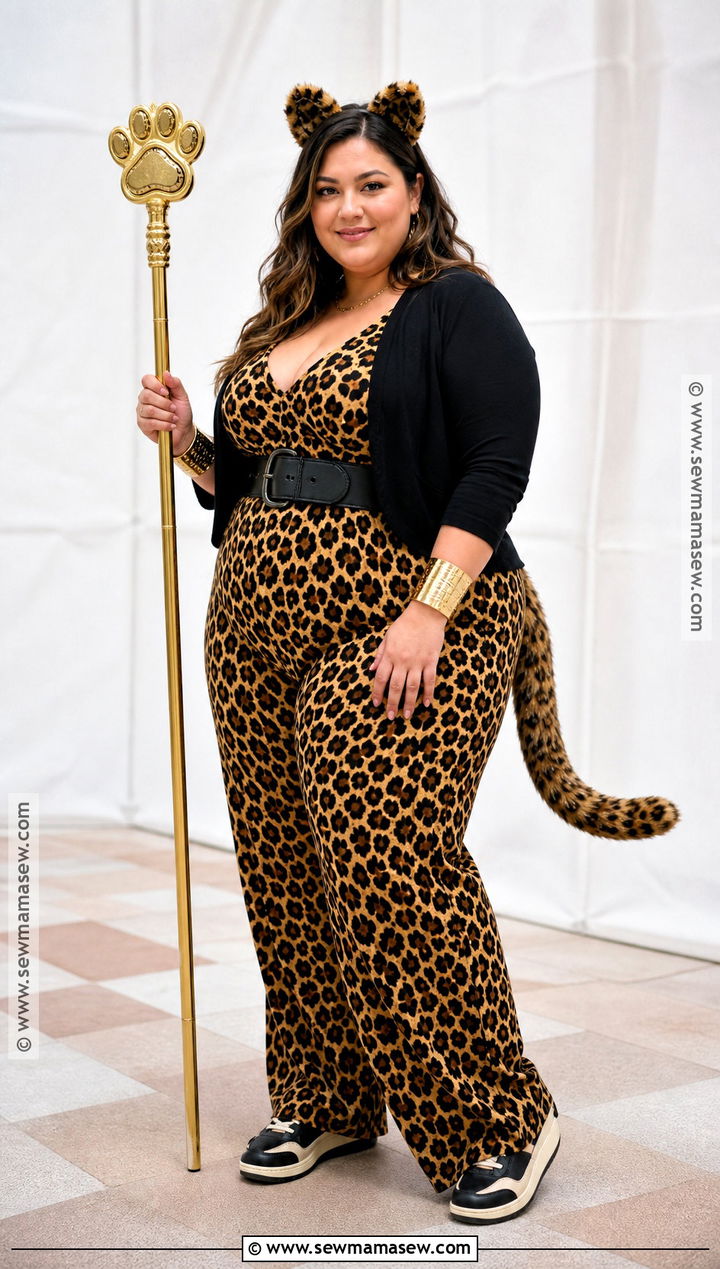 Plus Size Cheetah Costume With Flared Jumpsuit - 50 cheetah costume ideas