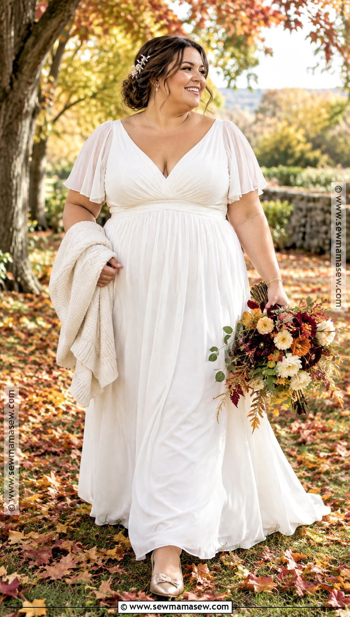 Plus Size Chiffon Empire Waist Wedding Dress - 15 Fall Wedding Dress Plus Size Bohemian Ideas