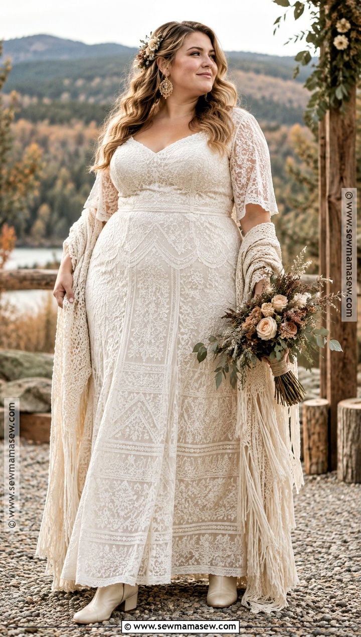 Plus Size Crochet Lace Wedding Dress - 15 Fall Wedding Dress Plus Size Bohemian Ideas