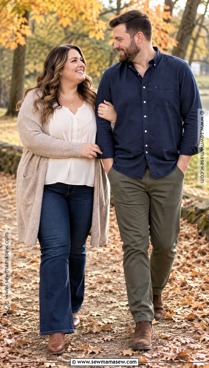 Plus Size Dark Jeans And Long Cardigan Outfit - 15 october engagement pictures outfit ideas for plus size