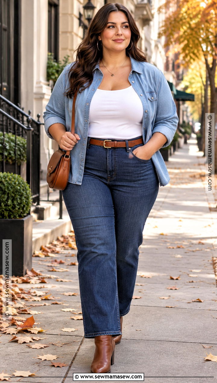 Plus Size Denim On Denim Outfit - 15 2026 Fall Fashion Trends Women for Plus Size
