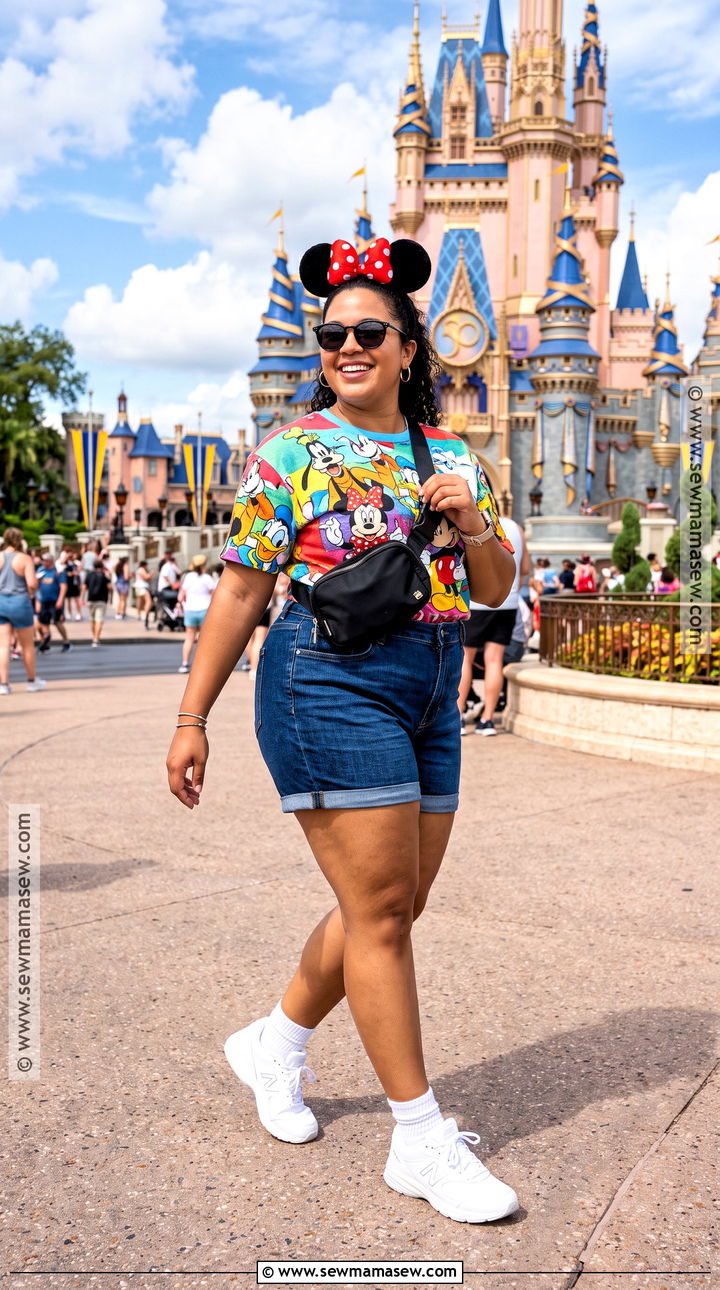 Plus Size Disney T Shirt And High Waisted Shorts Outfit - 15 October Disney World Outfits