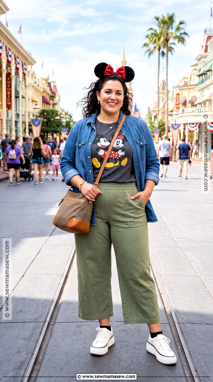 Plus Size Disney Tee And Wide Leg Pants Fall Outfit - 20 Disney World Outfits Fall