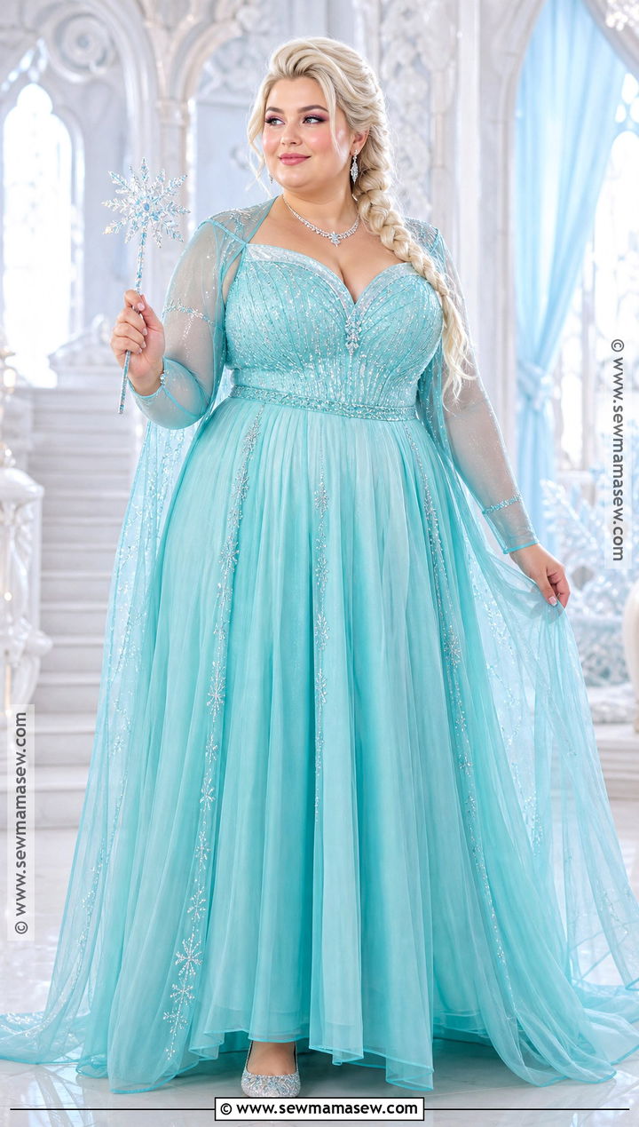 Plus Size Elsa Ice Gown Costume - 30 elsa halloween costume ideas