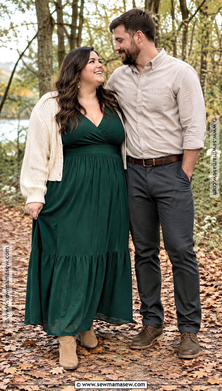Plus Size Emerald Maxi Dress Outfit - 15 october engagement pictures outfit ideas for plus size