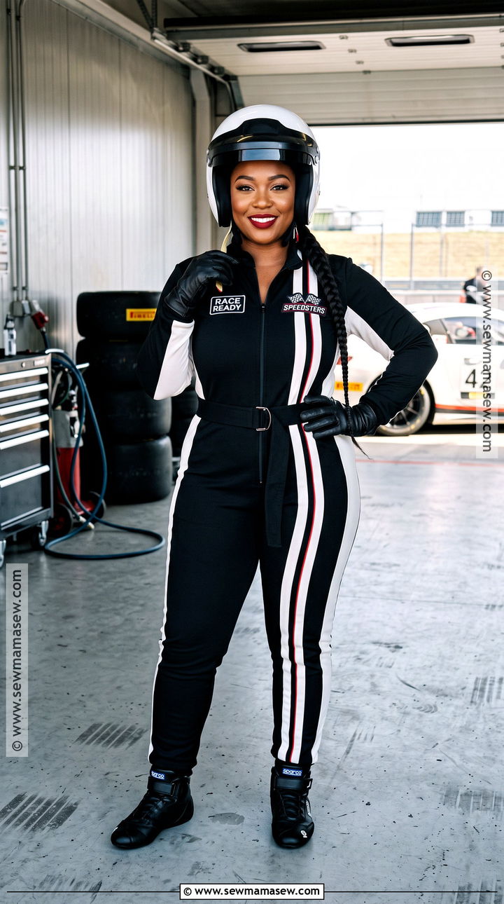 Plus Size F1 Driver Costume With Belted Jumpsuit - 30 F1 Driver Costume Ideas for Women