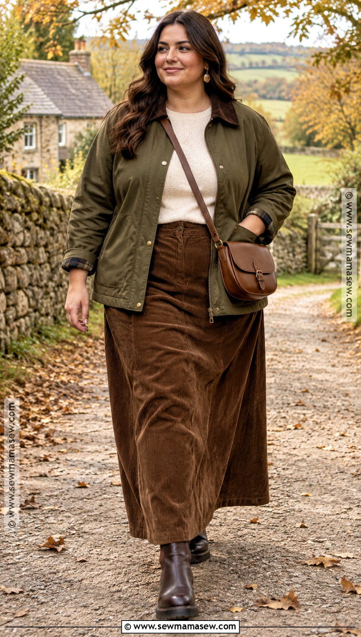 Plus Size Fall Barn Jacket And Maxi Skirt Outfit - 25 plus size outfits for fall