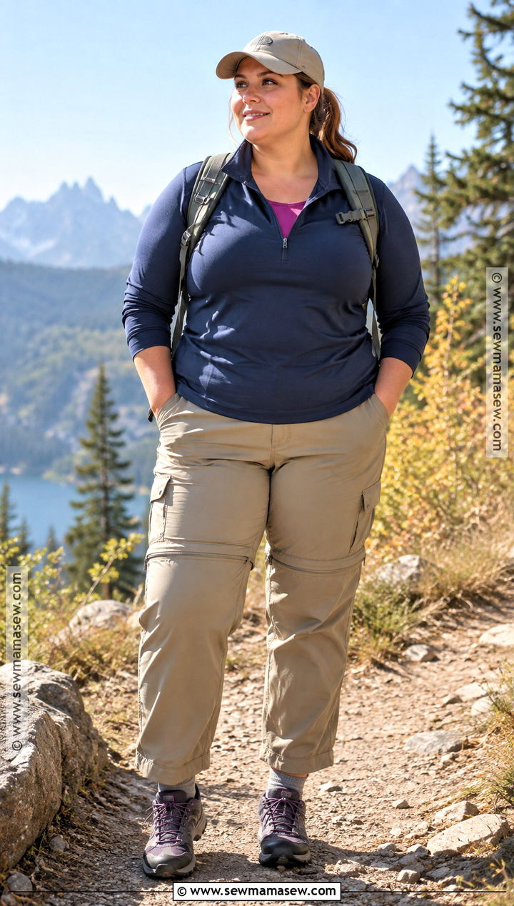 Plus Size Fall Hiking Outfit With Base Layers And Convertible Pants - 15 fall hiking outfits for women for plus size