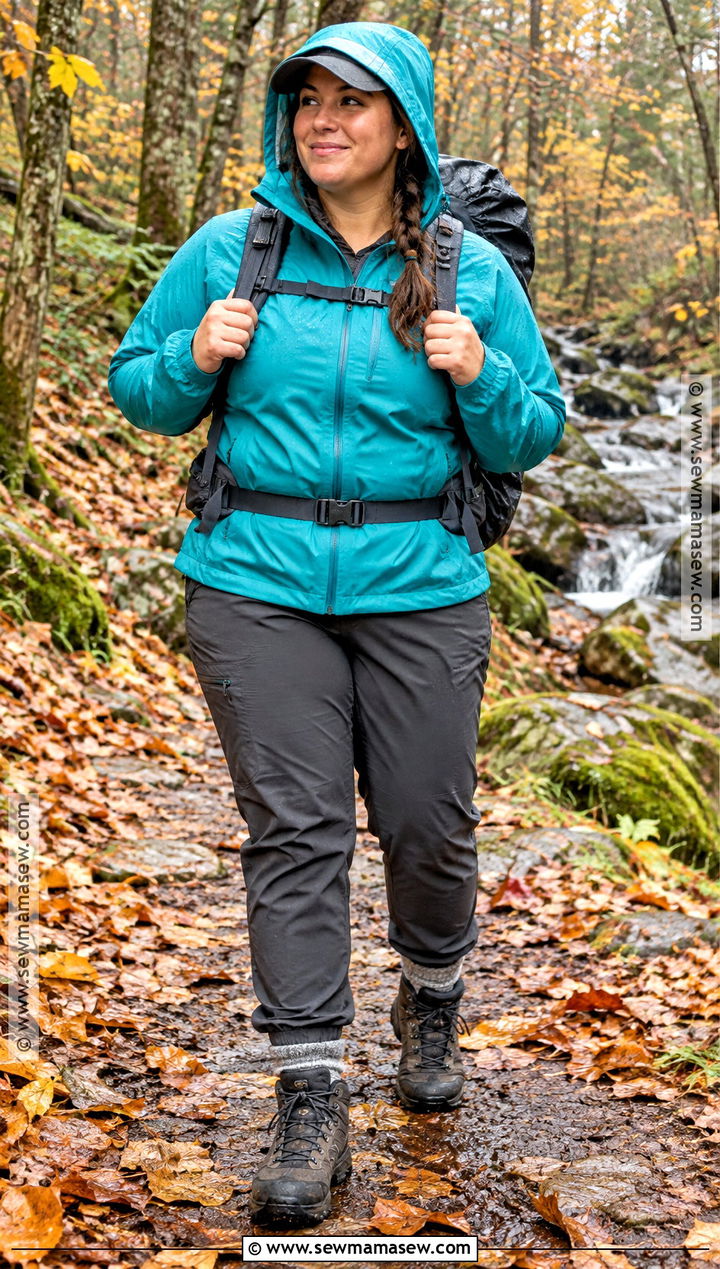 Plus Size Fall Hiking Outfit With Rain Jacket And Hiking Pants - 15 fall hiking outfits for women for plus size