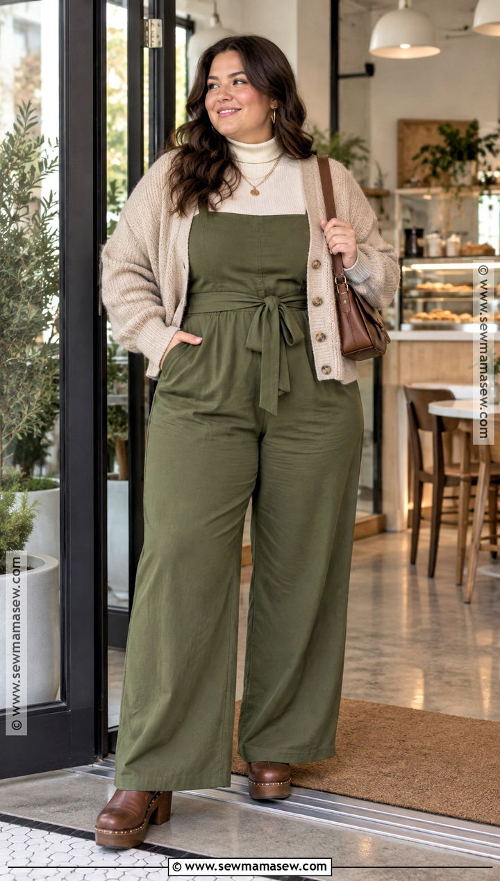 Plus Size Fall Jumpsuit And Cardigan Outfit - 25 plus size outfits for fall