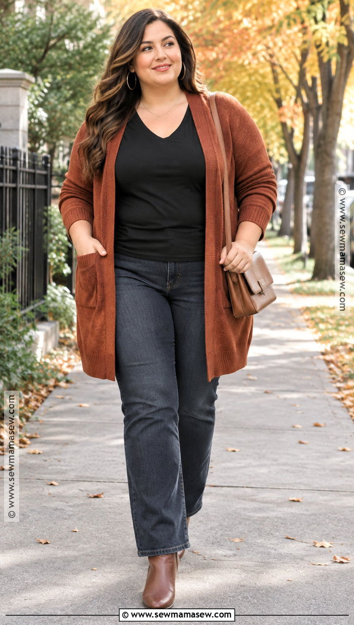Plus Size Fall Long Cardigan Outfit - 15 Plus Size Fall Outfit Ideas Big Stomach