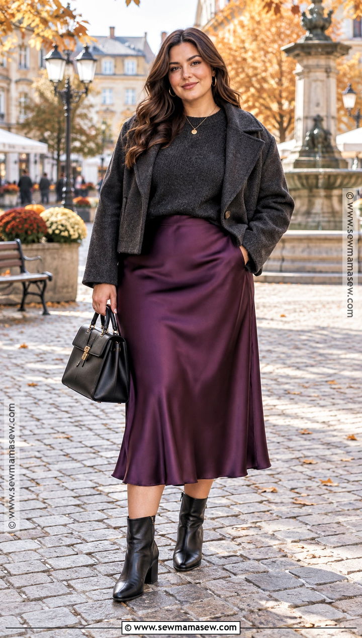 Plus Size Fall Midi Skirt And Sweater Outfit - 25 plus size outfits for fall
