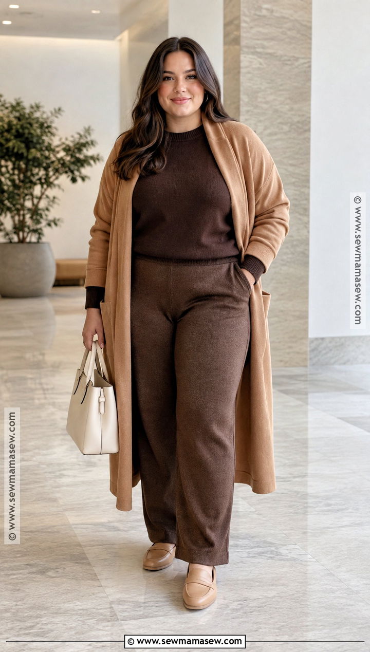 Plus Size Fall Monochrome Knit Outfit - 15 fall capsule wardrobe 2026 casual ideas for plus size