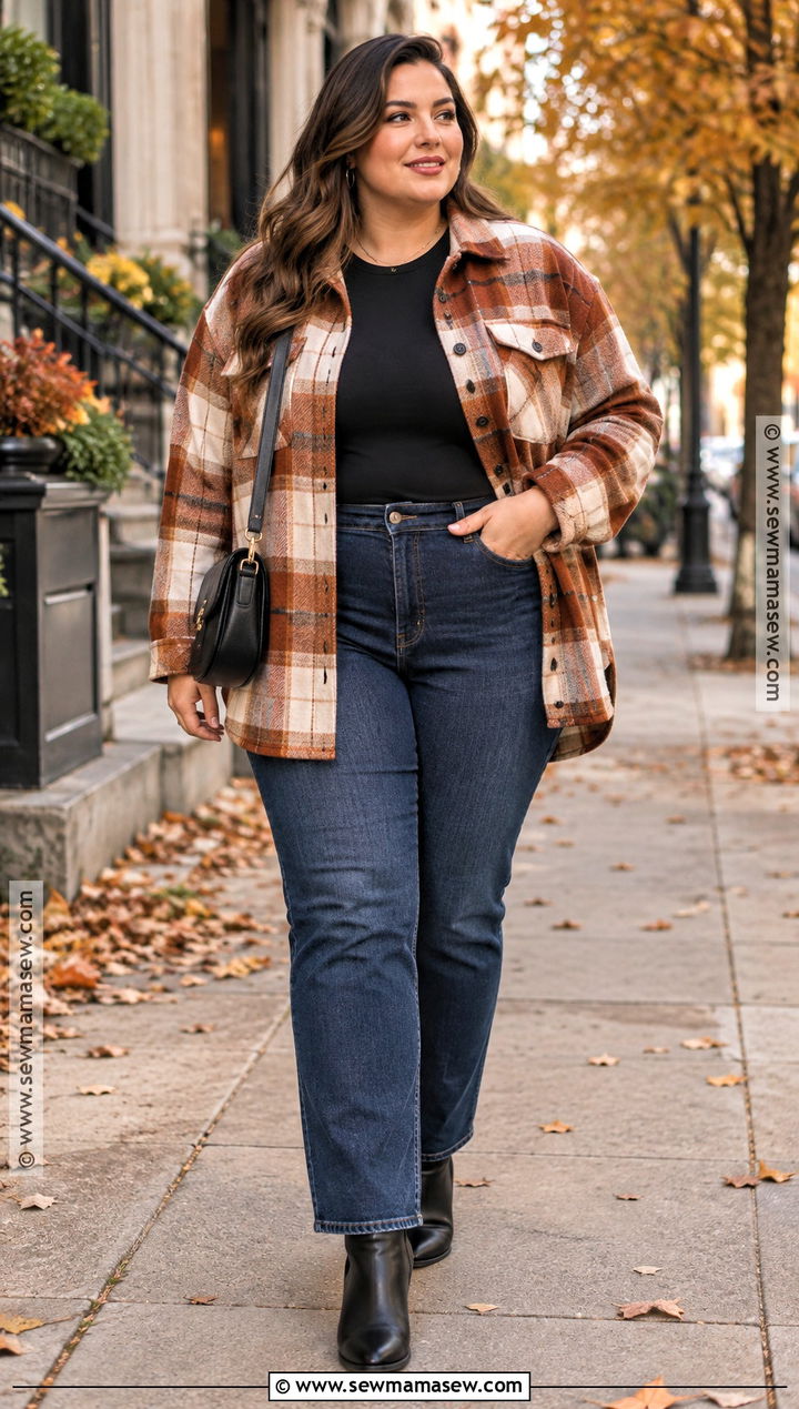 Plus Size Fall Shacket And Jeans Outfit - 15 fall capsule wardrobe 2026 casual ideas for plus size