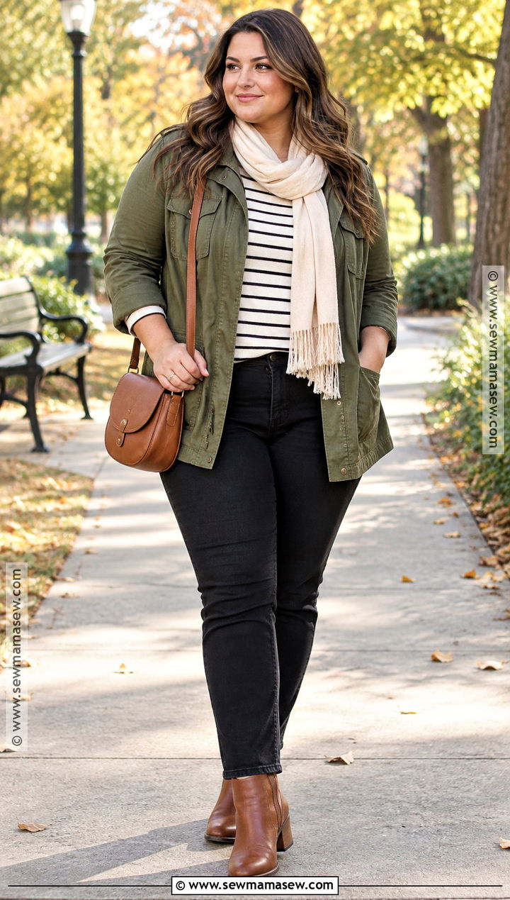 Plus Size Fall Utility Jacket And Black Jeans Outfit - 15 fall capsule wardrobe 2026 casual ideas for plus size