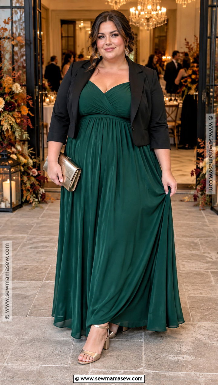 Plus Size Fall Wedding Empire Waist Maxi Dress - 20 Fall Wedding Dress Code Ideas