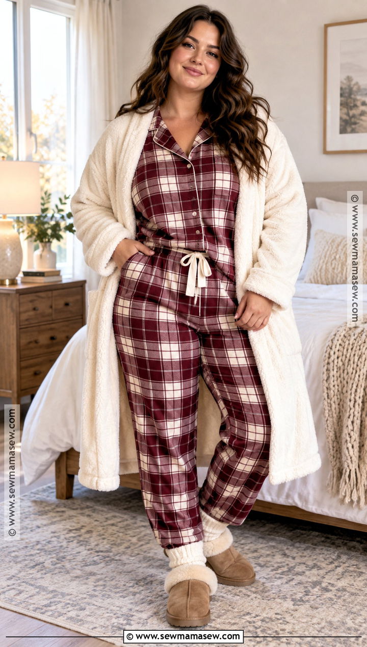 Plus Size Flannel Pajama Set - 20 autumn pajamas