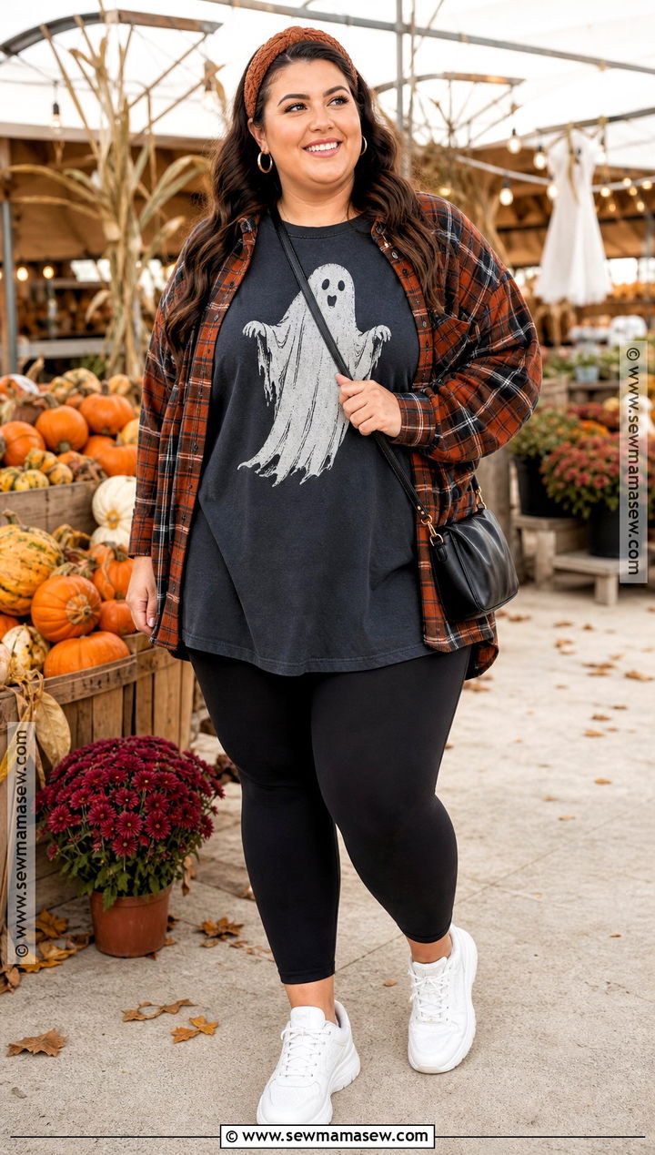 Plus Size Ghost Halloween Shirt Outfit - 40 halloween shirts