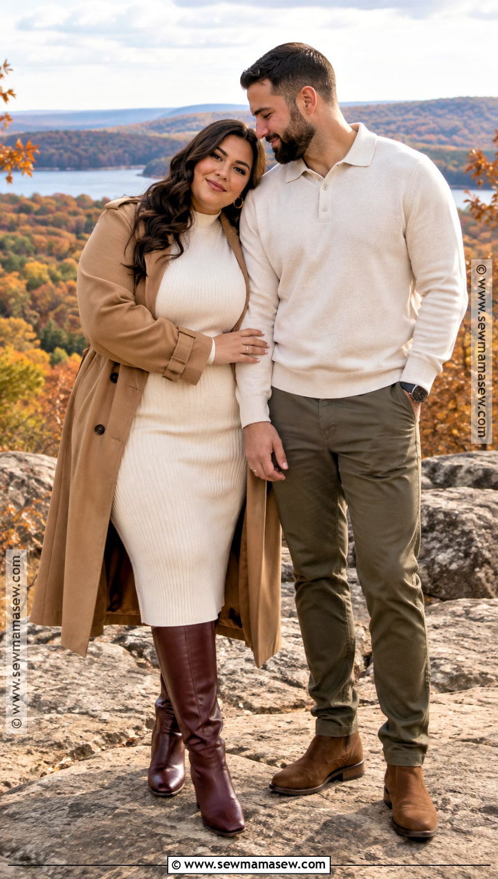 Plus Size Ivory Sweater Dress Outfit - 15 october engagement pictures outfit ideas for plus size