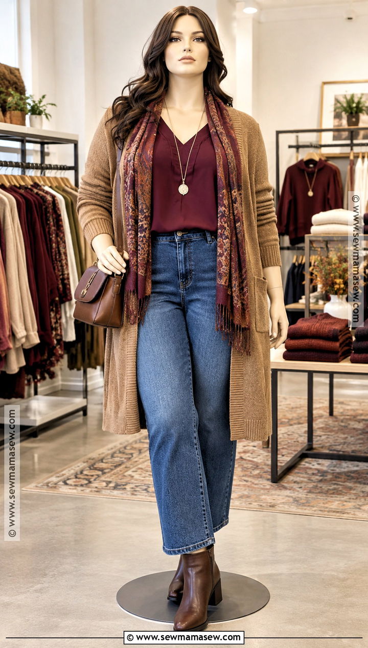 Plus Size Layered Fall Clothing Display - 15 Cozy Fall Clothing Display Ideas