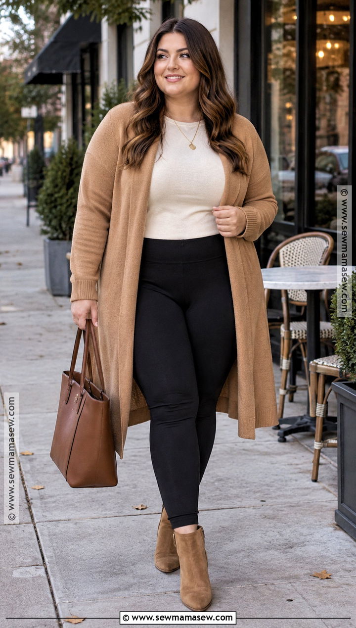 Plus Size Leggings With A Long Cardigan - 15 plus size leggings outfit fall casual