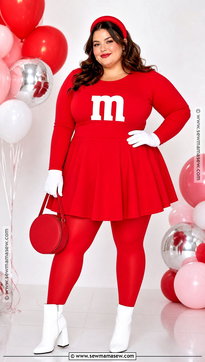 Plus Size MandM Costume With A Skater Dress - 40 m&m costume ideas